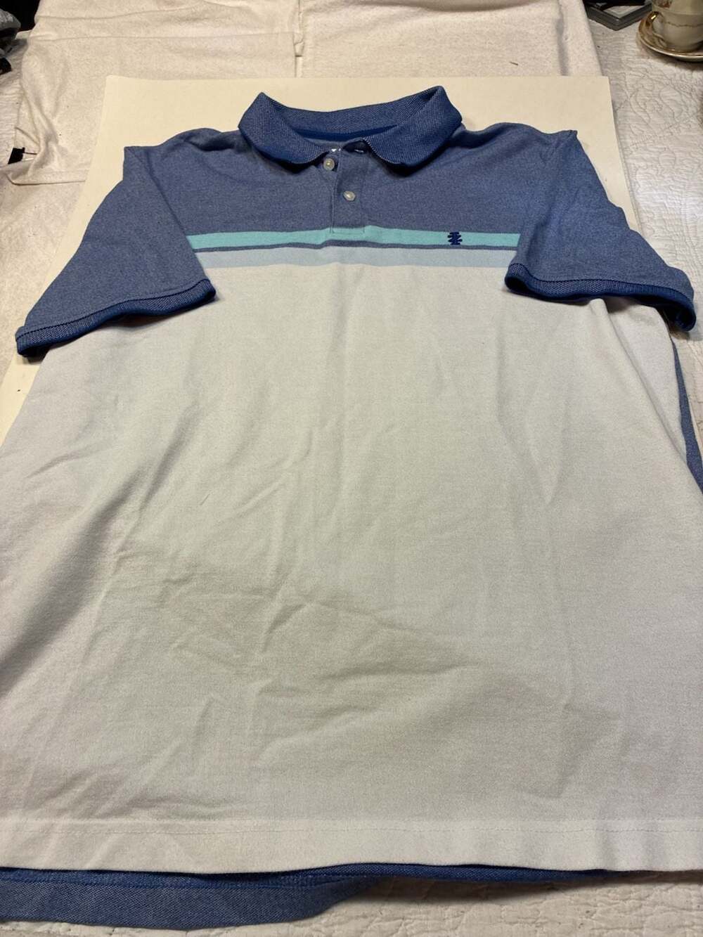 IZOD Advantage Performance Striped Polo Size L Blue